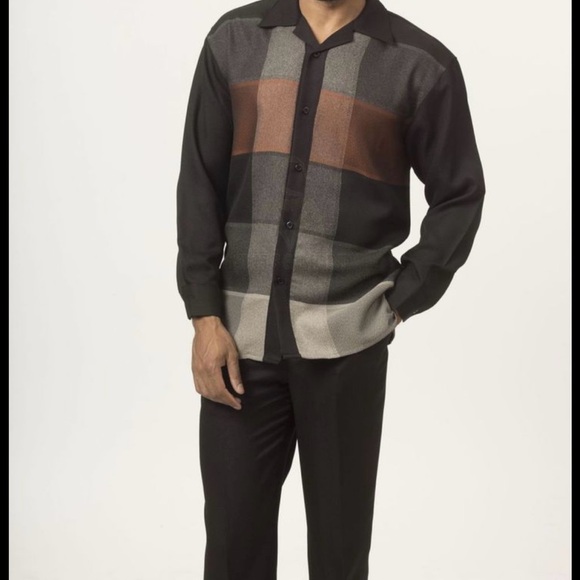 M boutique Other - Elegant Black and Gray Plaid Men's Shirt